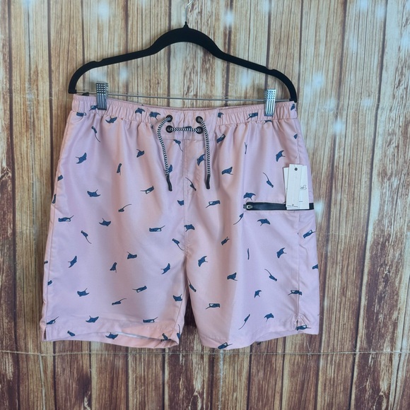 Sovereign Code Men’s Kahuna Stingray Print Swim Trunks Shorts Mauve Size Medium - Picture 3 of 12